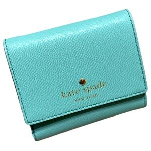 Kate Spade Women's Aqua Blue Small Wallet Tri-fold 6 Card Slots